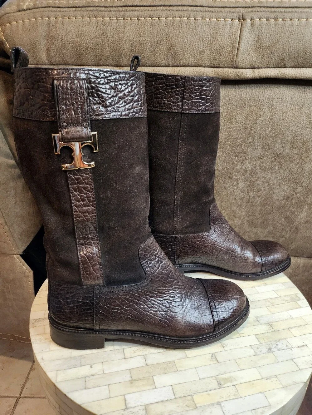Tory Burch Women's Corey Brown Leather Suede Size 9.5